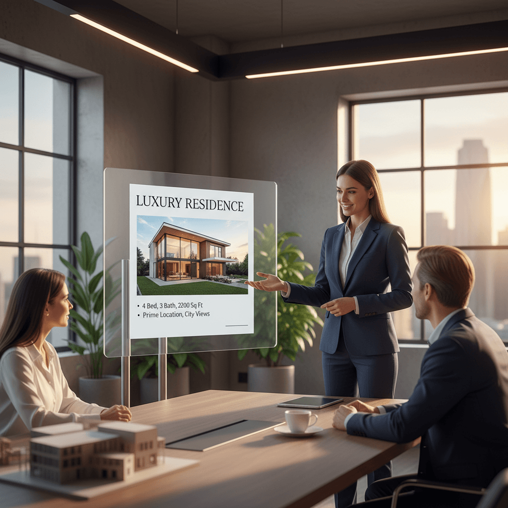 Real estate professional reviewing property documents