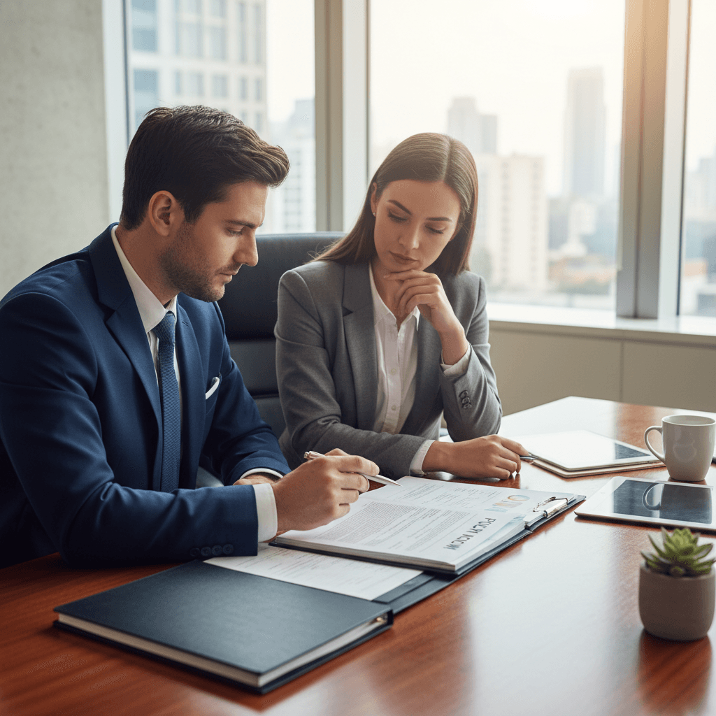 Insurance professional discussing coverage with client