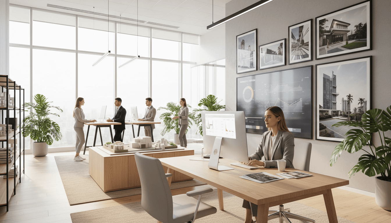 Real estate office workspace